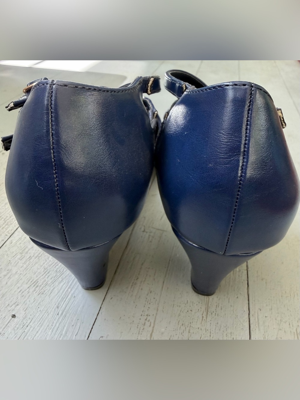 NEW Beacon Angel Steps Criss Cross Navy Blue Strappy Willow Pumps Heels 9.5 - Picture 3 of 5